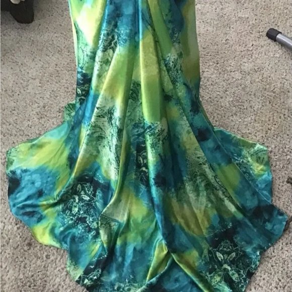 Tony Bowls Paris Satin Dress - Multi-Colored Abstract Print - 12 - Used - Picture 2 of 12